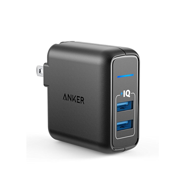 Anker Elite USB Charger, Dual Port 24W Wall Charger, PowerPort 2 with PowerIQ and Foldable Plug