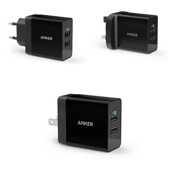 Anker 24W 2-Port UK/EU Plug USB Wall Charger with PowerIQ Technology