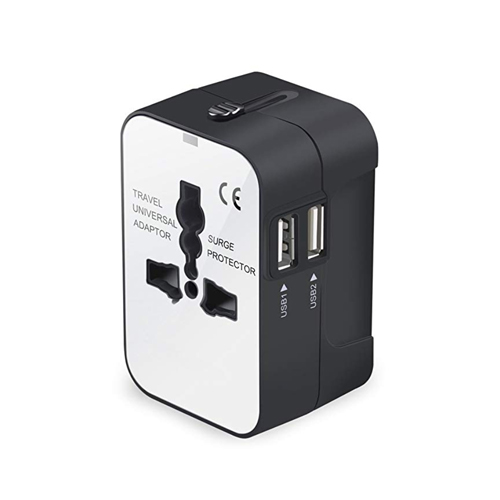 Travel Adapter, Universal International All-in-One Worldwide Travel Adaptor Wall Charger AC Power Plug Adapter Charger with Dual USB Port For USA UK E