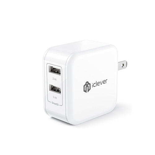 iClever BoostCube 4.8A 24W Dual USB AC Power Adapter with SmartID Technology