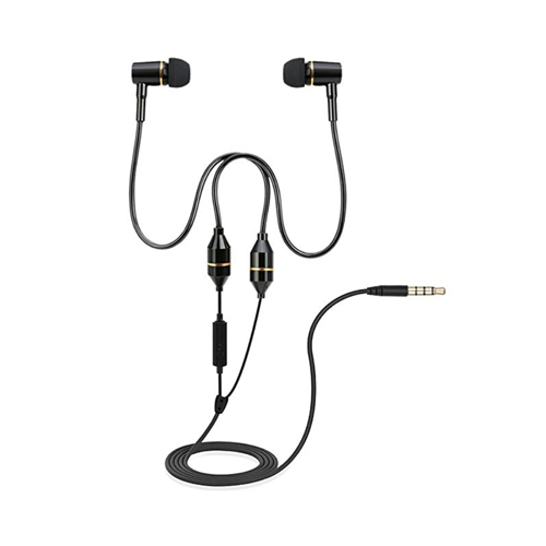 Docooler Anti-radiation Earphone Air Tube 3.5mm Radiation Free Noise Reduction Line Control with Mic Black