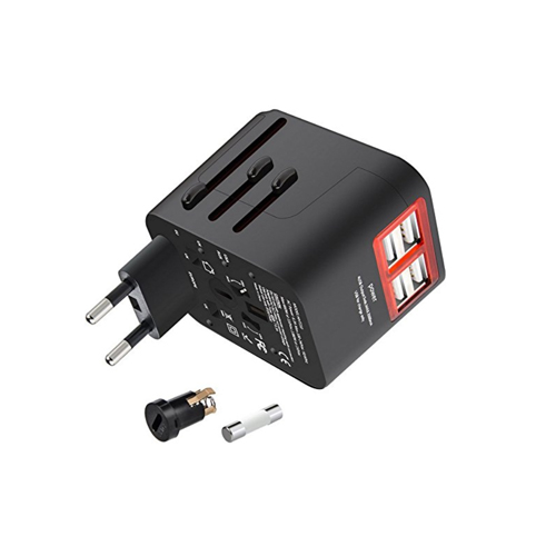 Travel Adapter, Universal International All-in-One Worldwide Travel Adaptor Wall Charger AC Power Plug Adapter Charger with Dual USB Port For USA UK E