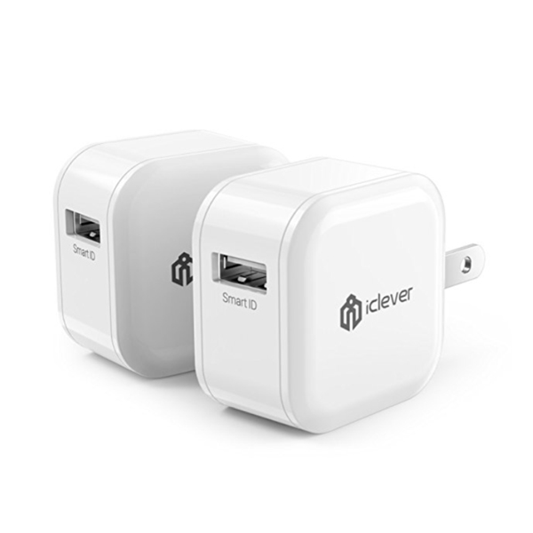 iClever BoostCube 4.8A 24W Dual USB AC Power Adapter with SmartID Technology