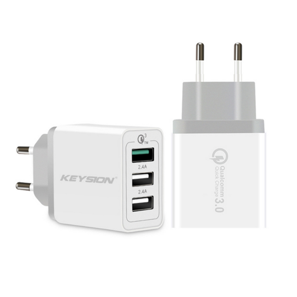 KEYSION 3 Ports Quick Charger  3.0 Smart Charger 3 USB Port Mobile Phone Flash Adapter