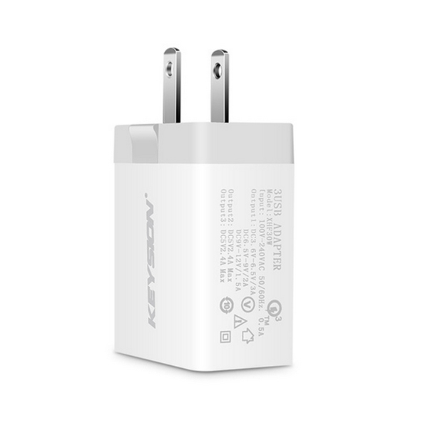 KEYSION 3 Ports Quick Charger  3.0 Smart Charger 3 USB Port Mobile Phone Flash Adapter